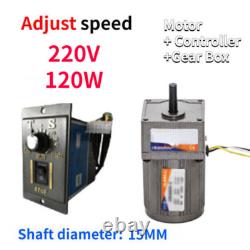 5-470 RPM Reversible Variable Speed Controller Electric 120W Motor Gear AC 220V