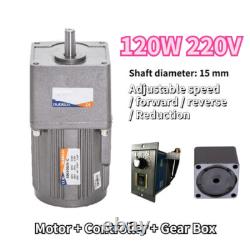 5-470 RPM Reversible Variable Speed Controller Electric 120W Motor Gear AC 220V