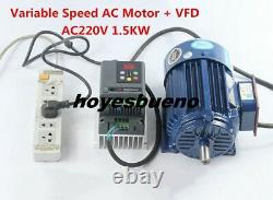500-1400rpm Low rpm Motor Variable Speed AC Motor AC220V 1.5KW + VFD Inverter