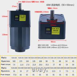 6-400W AC Gear Motor Variable Speed Controller Gear Box Adapter Electric Motor