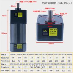 6-400W AC Gear Motor Variable Speed Controller Gear Box Adapter Electric Motor