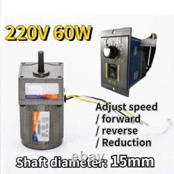 60W 5-470 RPM Reversible Variable Speed Controller 220V AC Gear Electric Motor