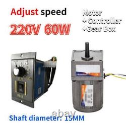 60W 5-470 RPM Reversible Variable Speed Controller 220V AC Gear Electric Motor