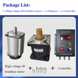 80 Brushless Motor Planetary Gearbox Reducer Variable Speed Controller Kit 1200W