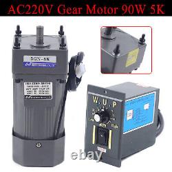 90W 220V AC Gear Motor Electric Variable Speed Reducer Controller 270 RPM Torque