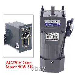 90W 220V AC Gear Motor Electric Variable Speed Reducer Controller 270 RPM Torque