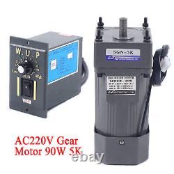 90W 220V AC Gear Motor Electric Variable Speed Reducer Controller 270 RPM Torque