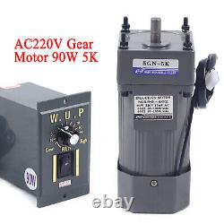 90W 220V AC Gear Motor Electric Variable Speed Reducer Controller 270RPM Torque