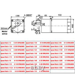 AC 220V 90W 5-470RPM Reduction Gear Motor Reversible Variable Speed Controller