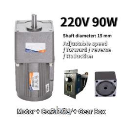 AC 220V 90W 5-470RPM Reduction Gear Motor Reversible Variable Speed Controller
