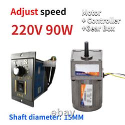 AC 220V 90W 5-470RPM Reduction Gear Motor Reversible Variable Speed Controller