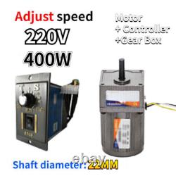 AC Reversible Variable Speed Controller Electric 400W 220V Motor Gear 7-470 RPM