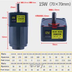 AC110/220V Gear Motor Variable Speed Controller Gear Box Adapter Electric Motor