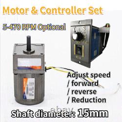 AC220V 120W 5-470 RPM Reversible Variable Speed Controller Electric Motor Gear