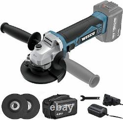 Angle Grinder, WESCO 18V 4.0Ah Cordless Angle Grinder, 8000 RPM Motor, 3 Metal G