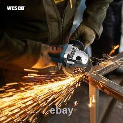 Angle Grinder, WESCO 18V 4.0Ah Cordless Angle Grinder, 8000 RPM Motor, 3 Metal G