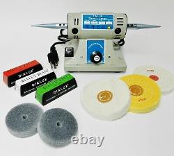 Bench Top Buffer Polisher Kit Variable Speed Motor with Set Buffs & Compounds