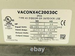 Danfoss X4C20030C Vacon VFD Variable Speed Drive 3Ph 230V 2HP Motor 4X Outdoor