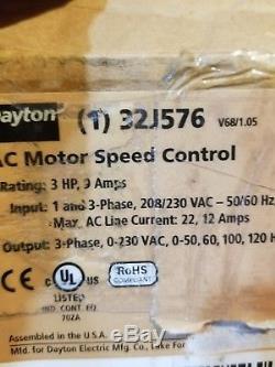 Dayton, 32J576 A. C. Motor speed control Variable frequency drive 3 HP NEW AC
