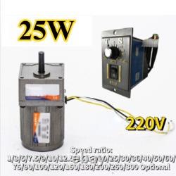 Electric 25W Controller & Motor Variable Adapter AC Gear Motor Adjust Speed Box