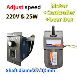 Electric 25W Controller & Motor Variable Adapter AC Gear Motor Adjust Speed Box