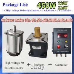 Electric DC Planetary Gear Motor Reducer 110/220V 450W Variable Speed Controller