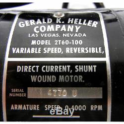 Gerald Heller Co 2t60-100 Variable Speed Reversible Motor 0-40rpm 103v 3.7in. Lbs