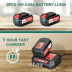 HYCHIKA 36V Cordless Leaf Blower Brushless 2pcs 4.0Ah Battery 2 Variable Speeds