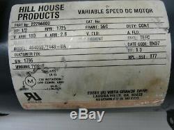 Hill House Products Variable Speed DC Motor. 22256800. ½ HP, 1725 RPM