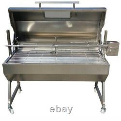 Large 1.2m Stainless 30-100kg Hooded Spit Roaster Rotisserie Charcoal BBQ Grill