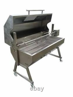 Large 1.2m Stainless 30-100kg Hooded Spit Roaster Rotisserie Charcoal BBQ Grill