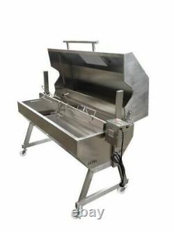 Large 1.2m Stainless 30-100kg Hooded Spit Roaster Rotisserie Charcoal BBQ Grill