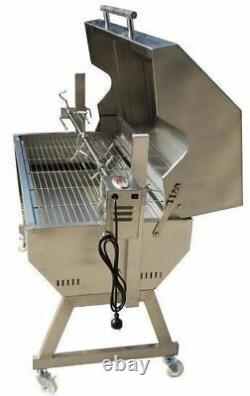 Large 1.2m Stainless 30-100kg Hooded Spit Roaster Rotisserie Charcoal BBQ Grill