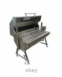 Large 1.2m Stainless 30-100kg Hooded Spit Roaster Rotisserie Charcoal BBQ Grill