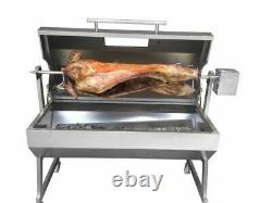 Large 1.2m Stainless 30-100kg Hooded Spit Roaster Rotisserie Charcoal BBQ Grill