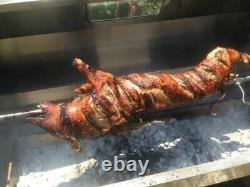 Large 1.2m Stainless 30-100kg Hooded Spit Roaster Rotisserie Charcoal BBQ Grill
