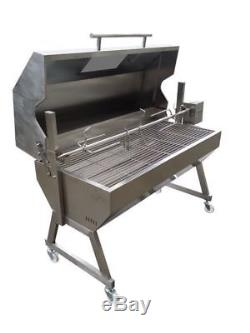 Large 1.5m Stainless 30-100kg Hooded Spit Roaster Rotisserie Charcoal BBQ Grill