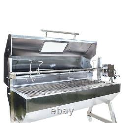 Large 1.5m Stainless 30-100kg Hooded Spit Roaster Rotisserie Charcoal BBQ Grill