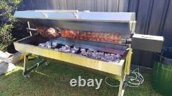 Large 1.5m Stainless 30-100kg Hooded Spit Roaster Rotisserie Charcoal BBQ Grill