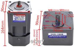 New 180K AC Gear Motor Electric Motor CWithCCW Variable Speed Controller 220V 120W