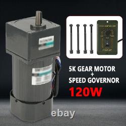 New 220V 120W 5K AC Gear Motor Electric Motor Variable Speed Controller 0-270RPM