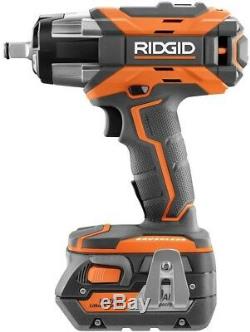 RIDGID Impact Wrench Kit 18-Volt Lithium-Ion Brushless Motor Variable Speed