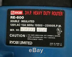 Ryobi RE-600 3HP 15A Heavy Duty Router Variable Speed, Soft Start Motor AS IS