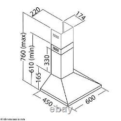 SIA CHL60SS 60cm Stainless Steel Chimney Cooker Hood Extractor And Carbon Filter