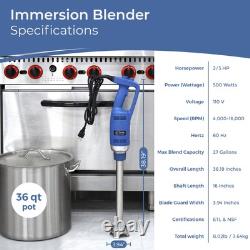 TK Commercial Immersion Blender, 500 Watt/. 5 HP Variable Speed Motor, 16,000