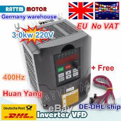 UK 4HP 220V 3KW VFD Variable Frequency Driver Inverter Motor Speed Converter