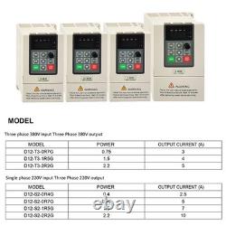 Variable Frequency Drive 0.4-2.2KW 1-3HP 220V 1 Phase VFD Motor Speed Controller