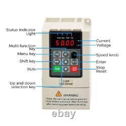 Variable Frequency Drive 0.4-2.2KW 1-3HP 220V 1 Phase VFD Motor Speed Controller