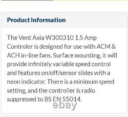 Vent-Axia W300310 Single Direction Variable Speed Fan Controller